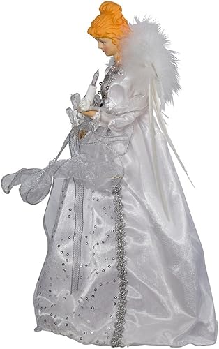 Miniatura 6 de Ángel Kurt Adler para árbol, blanco y plateado de 14 pulgadas y 10 luces