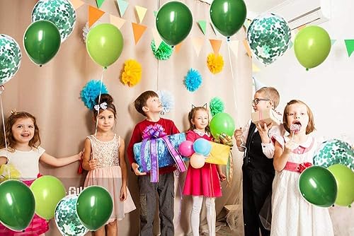Miniatura 6 de AULE Globos de color verde oscuro y globos de confeti de 12 pulgadas, paquete de 60 globos de látex para helio con cinta verde