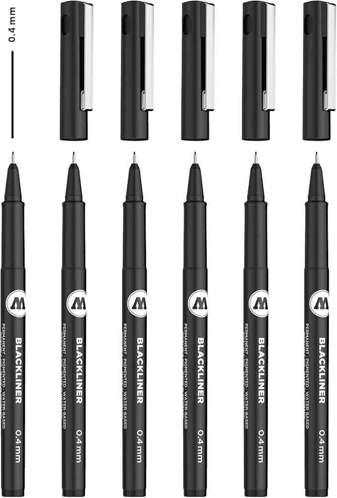 Molotow Blackliner 0,4 mm (Fineliner mit permanenter, dokumentenechter Tinte) 6 Stück schwarz Molotow Blackliner 0,4 mm (Fineliner mit permanenter, dokumentenechter Tinte) 6 Stück schwarz