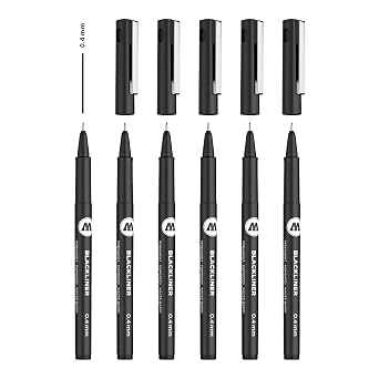 MOLOTOW Blackliner Pen, .4mm Tip, Black Permanent Ink, 1 Each 703.205