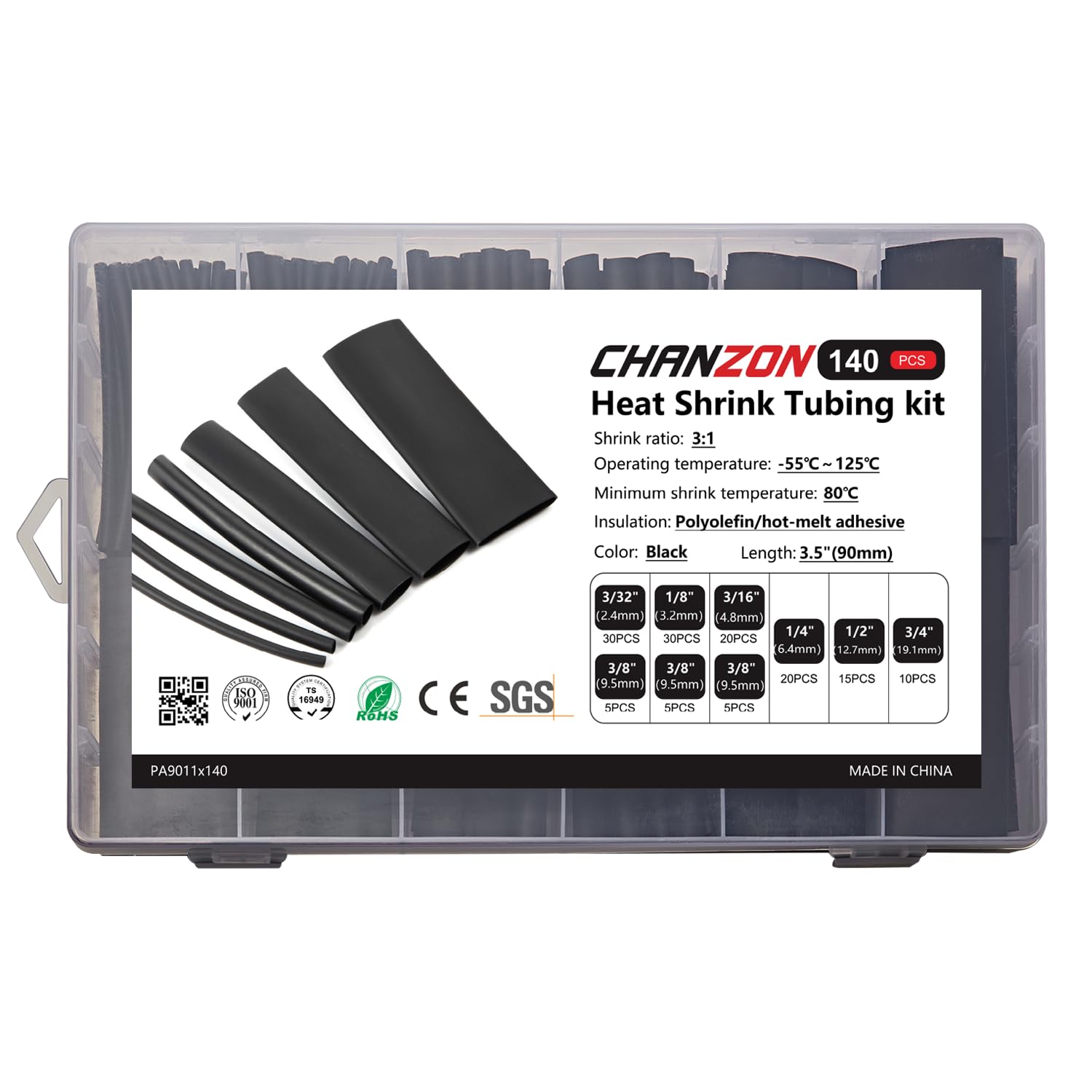 Chanzon Heat Shrink Tubing Kit - 140 Pcs Waterproof -8