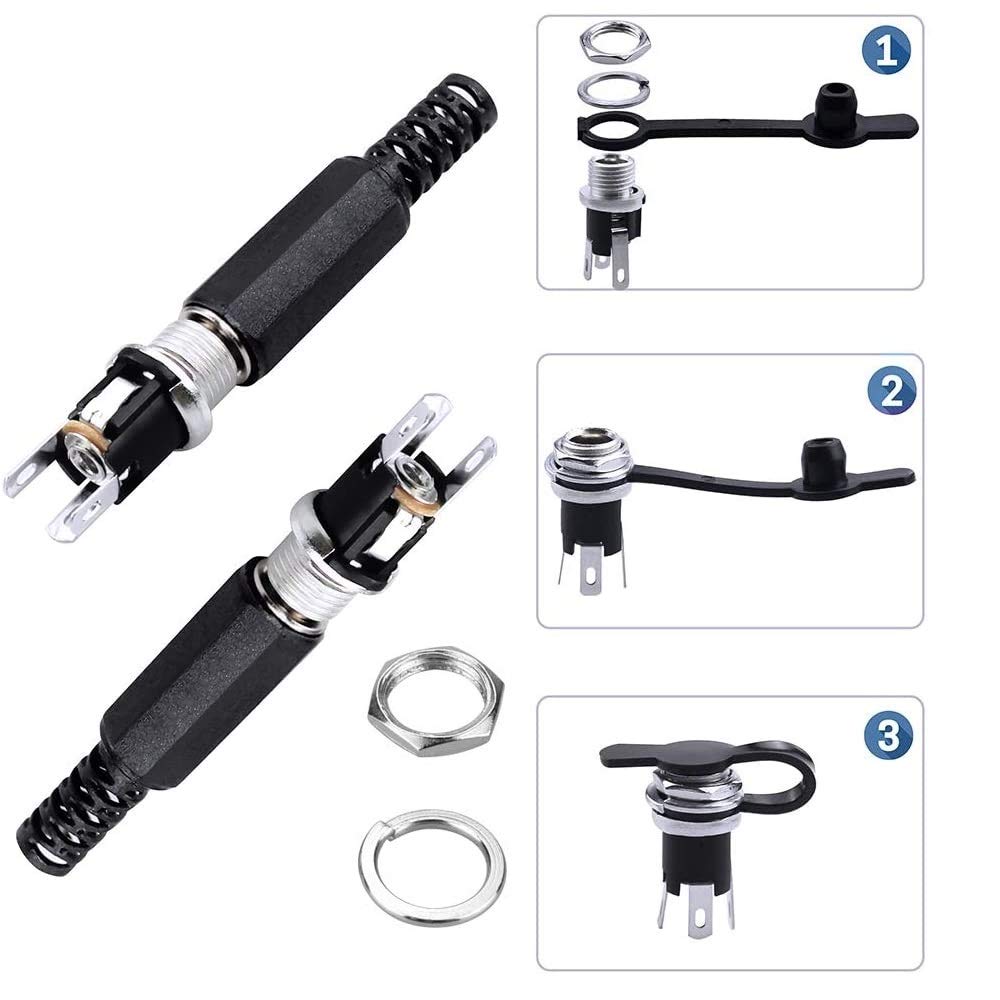 Set 2 Pz Connettore Dc 2,5x5,5mm Spina Alimentazione Dritto Per Telecamera C 074   636473 - Foto 2