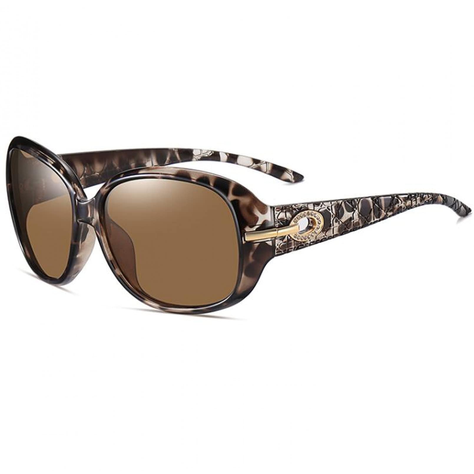 BAJIE Sonnenbrille für Damen, klassisch, großer Rahmen, polarisierte Sonnenbrille mit Diamanten, modische schwarze Sonnenbrille