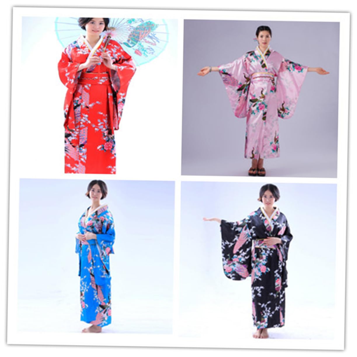 Cabilock Kimono Donna Giapponese da Notte Accappatoio Simile Seta Design Monoblocco Fascia Leggero e Confortevole per Viaggio e Festa