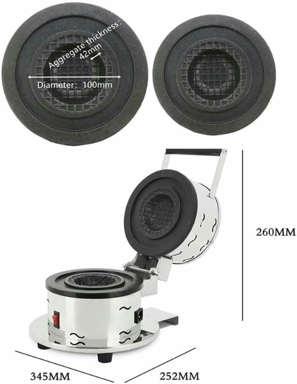 Commercial Round Electric Burger Maker, Stainless Steel Burger Press Tool, Multifunctional Baking Cake Breakfast Machine