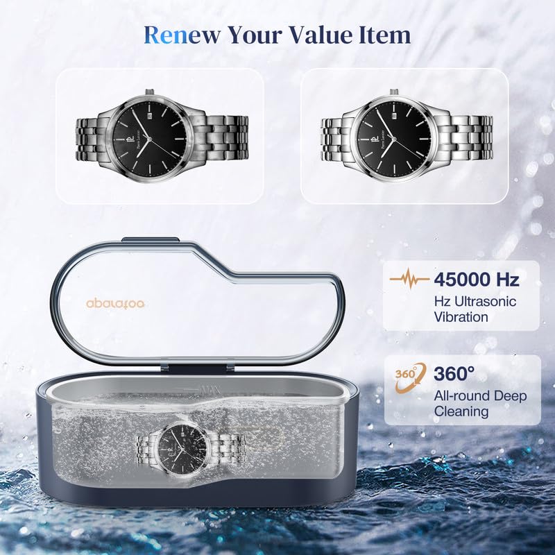 Miniatura 3 de Limpiador ultrasónico de joyas, limpiador ultrasónico de joyas de 15.2 fl oz con 4 ajustes de tiempo de 45 KHz, limpiador ultrasónico profesional