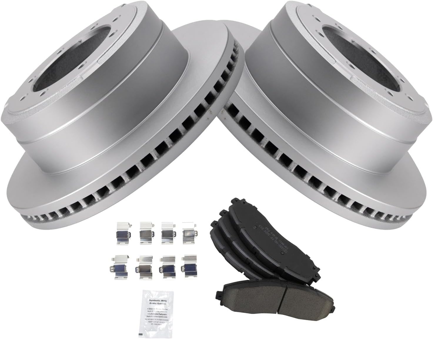 TRQ Rear Brake Pad & Rotor Kit Ceramic Premium G-Coated Compatible with 2013-2019 Ford F-350 Super Duty 2013-2016 F-450 Super Duty
