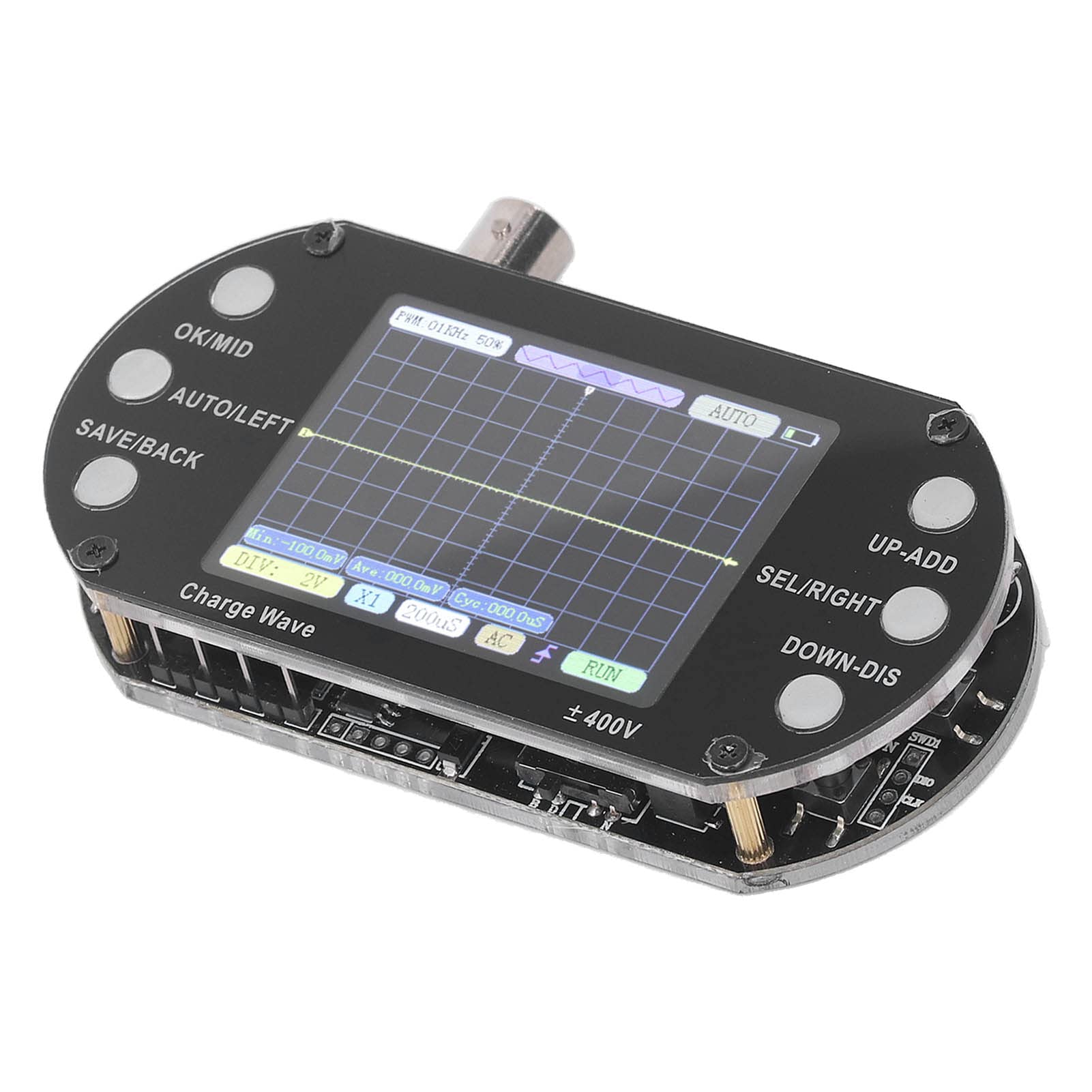 Osciloscopio digital, muestreo de 2,5 MHz, pantalla TFT de 2,4 pulgadas