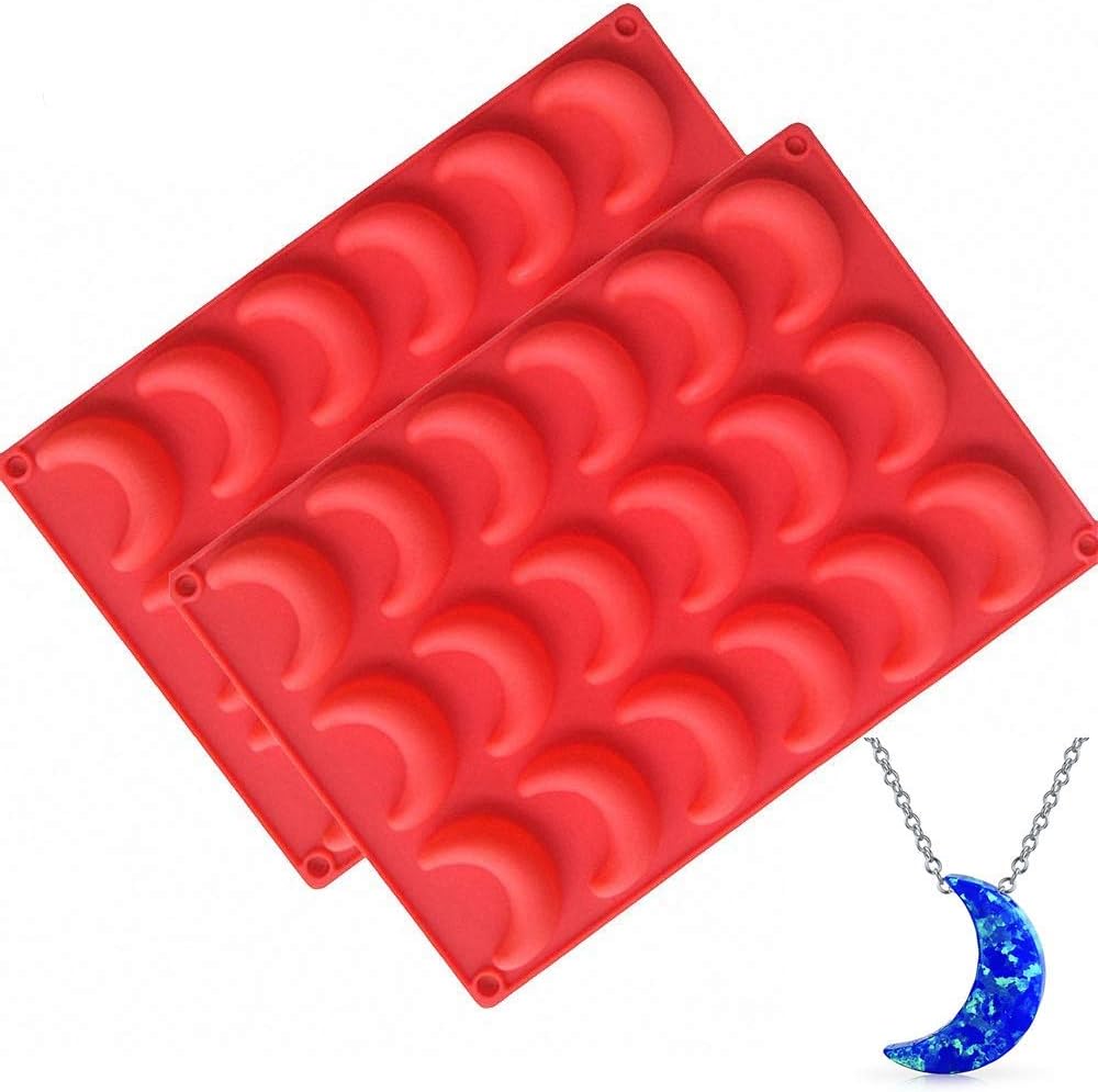2 Pack Moon Ice Cube Tray Silicone Crescent Mold for Chocolate Candy Gummy Jello Jelly Resin Cake Mini Soap Wax Crayon Melt