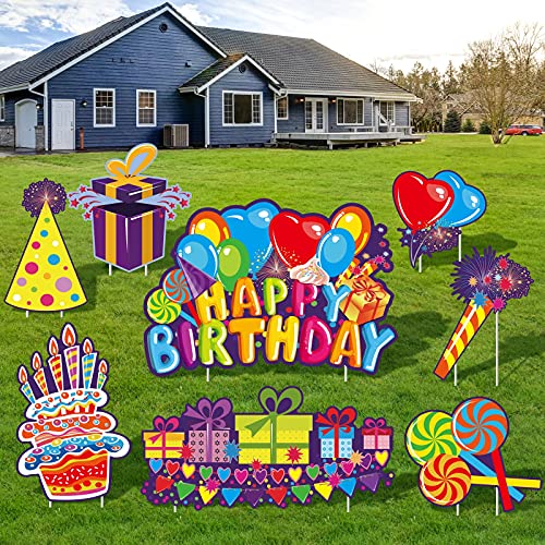 URATOT 8-Pack Happy Birthday Yard Signs