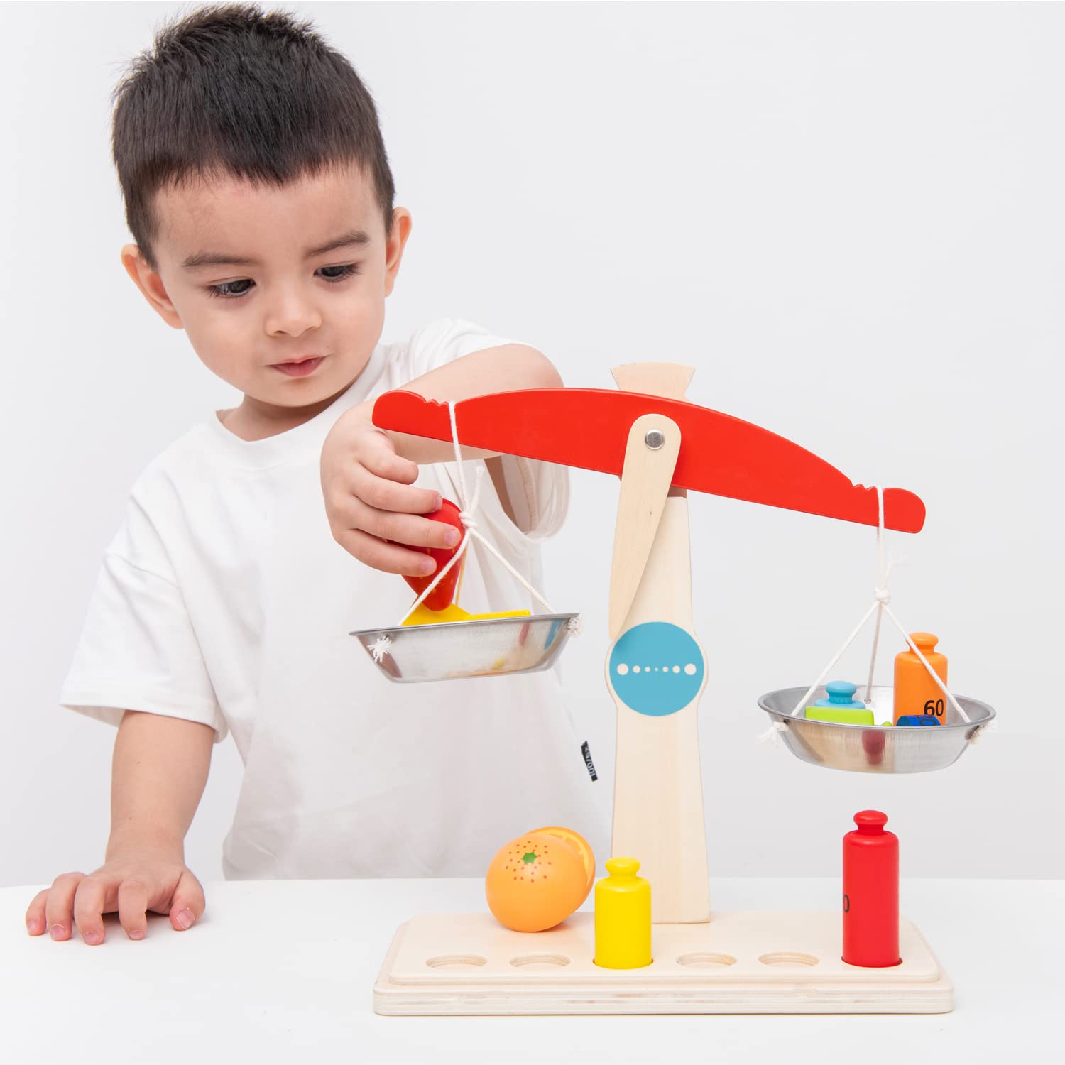 Woet® Balance Jouet en Bois pour Enfants - Accessoire pour Marchande - Jouet de Marché d’Imitation - À Partir de 3 Ans