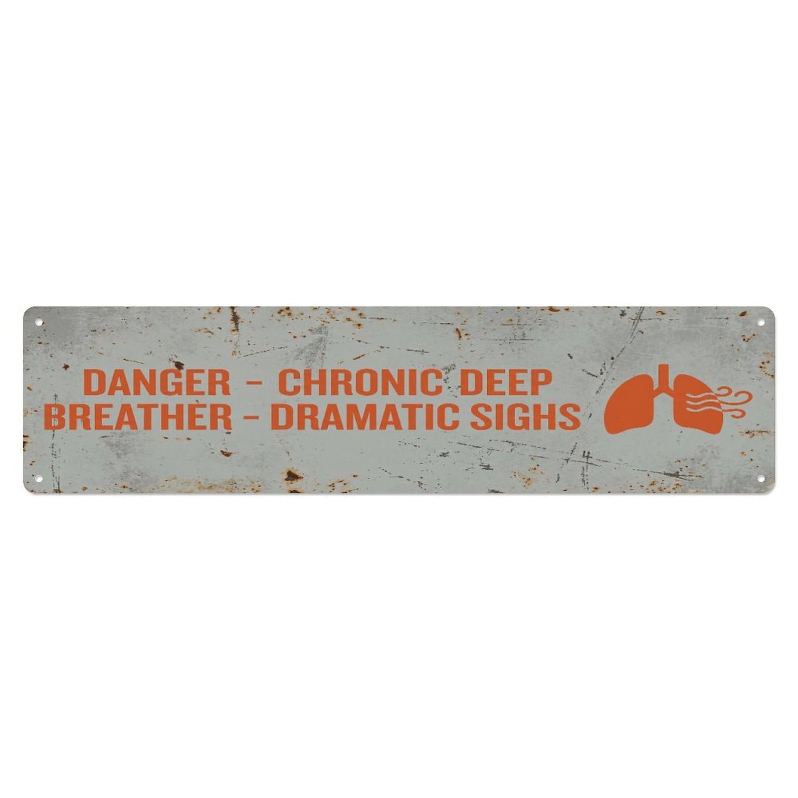 Fqcyn Style Metal Tin Sign Vintage Funny Danger Chronic Deep Breather Warning
