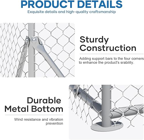 Miniatura 4 de Gallinero de metal grande para 30 pollos con cubierta impermeable y protección UV para patio con 3 unidades para techo de cúpula, gallinero, jaula