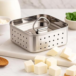 ANAMMOR | Paneer Maker Steel | Paneer Maker Mould Press | Paneer Maker – Stainless Steel Paneer Press with Lid, Square 550... Price In India