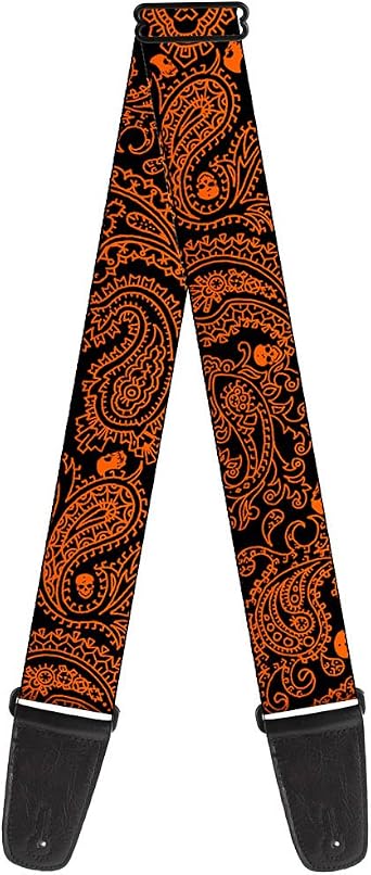 Guitar Strap - Bandana/Skulls Black/Orange