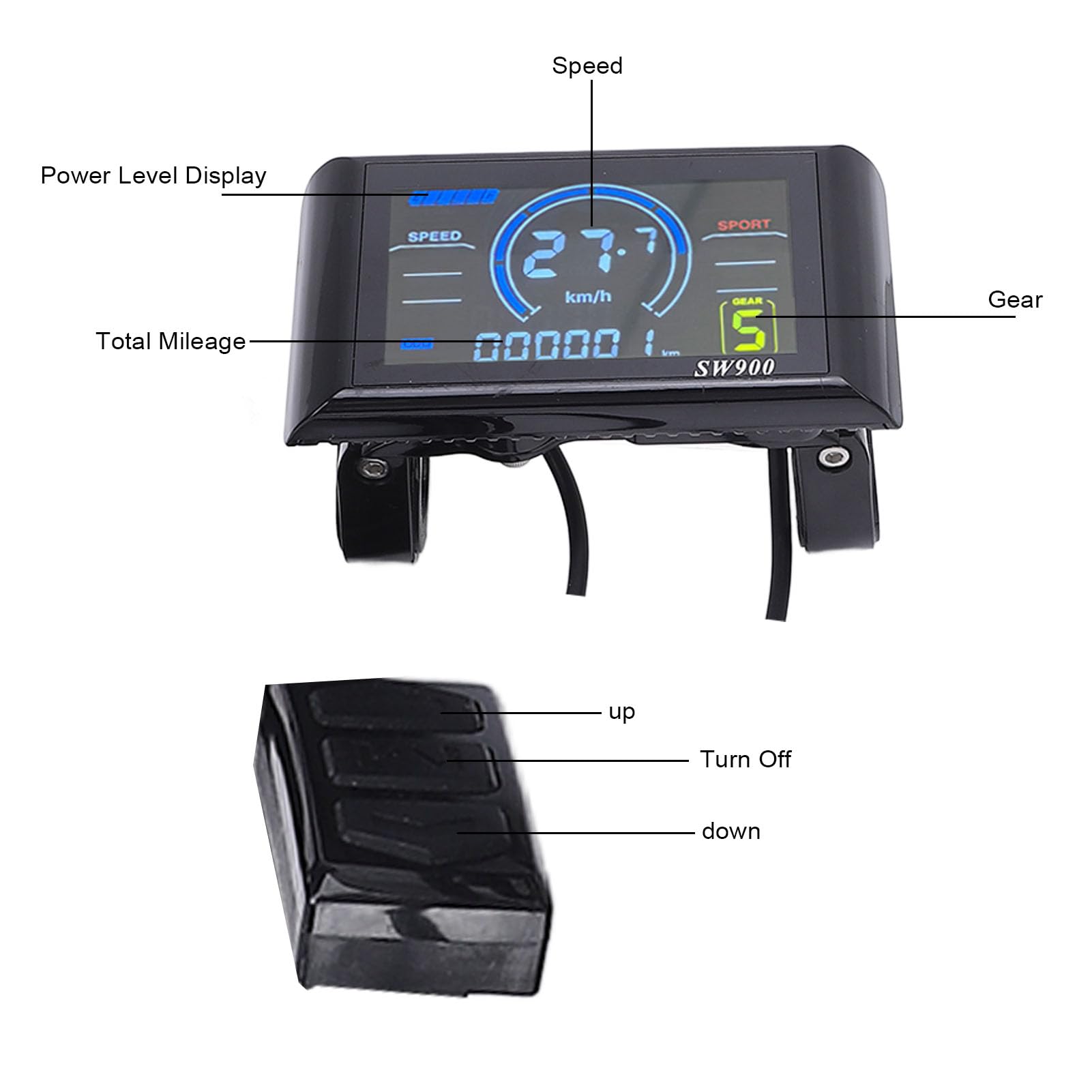 BuyWeek Kit Controller Brushless Bici Elettrica, Controller Motore Brushless 36V 48V 60V 450W 500W Centralina Bici Elettrica a Onda Sinusoidale con SW900 NFC Chiave di Induzione
