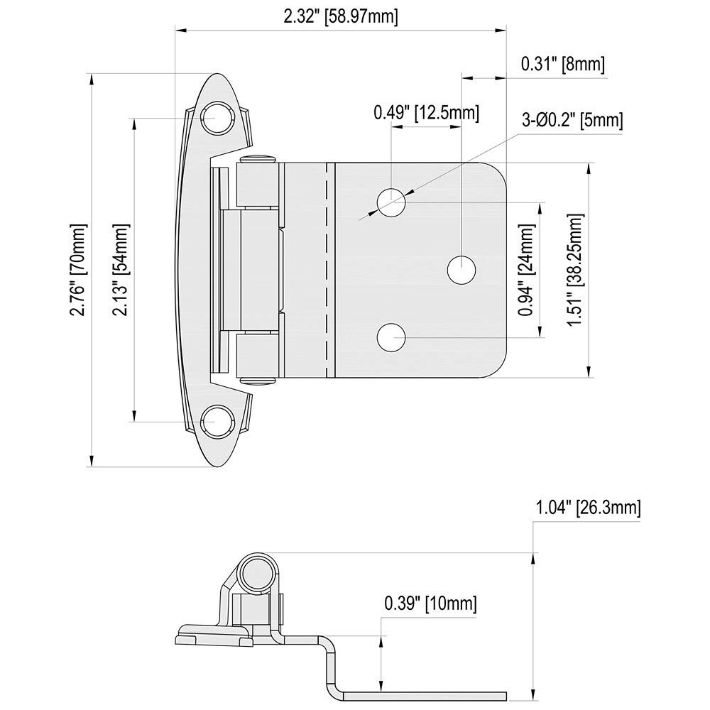 HOME MASTER HARDWARE 3/8" Inset Hinge (25 Pair 50 Pack), Self