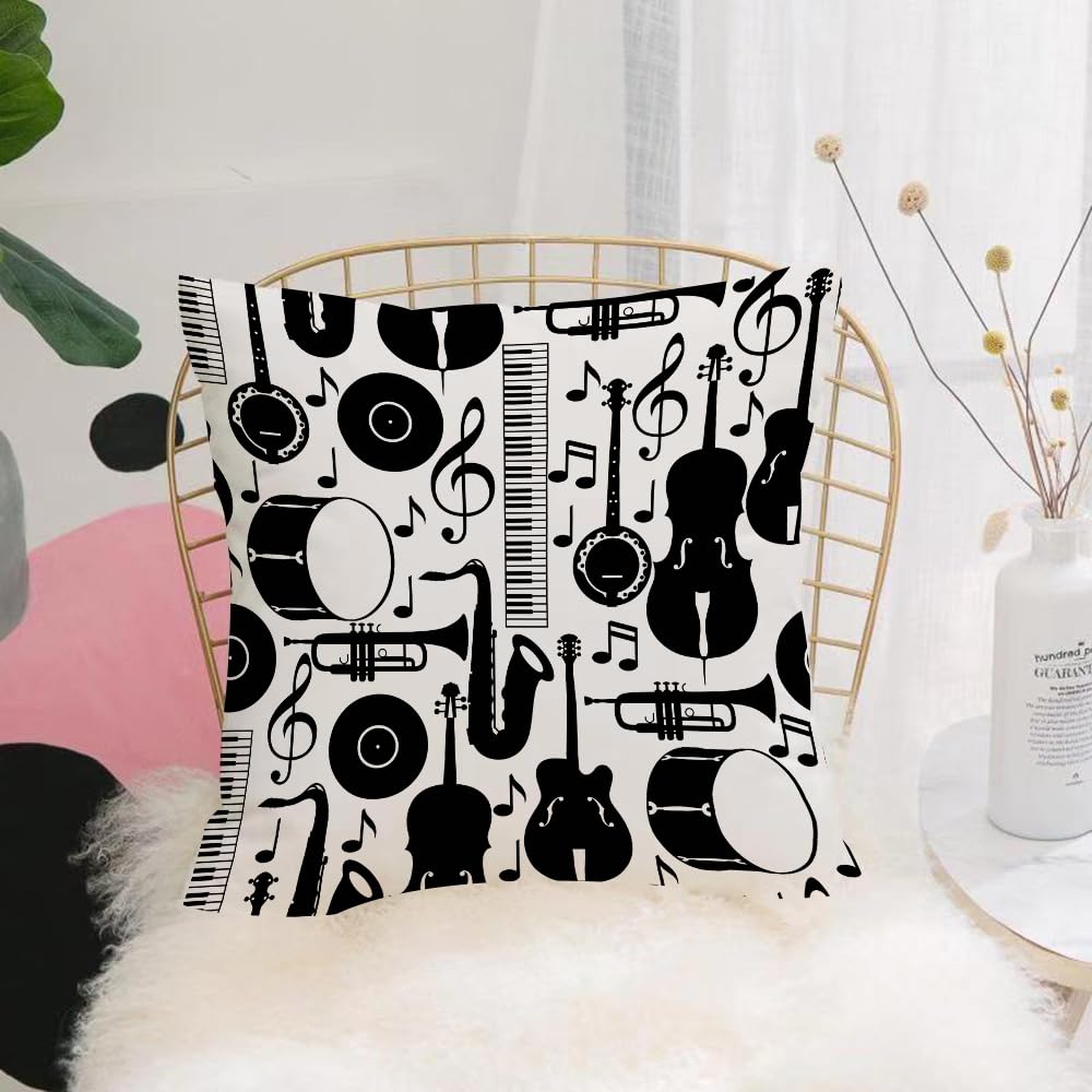 Hyosxw Musical Instrument Guitar, Drum Set - A2 Cushion Cover,Throw Pillow Case Home Decorative For Living Room Bedroom Sofa Chair 18X18 Inch,Musical Instrument Guitar, Drum Set,Pillowcase 45X45cm