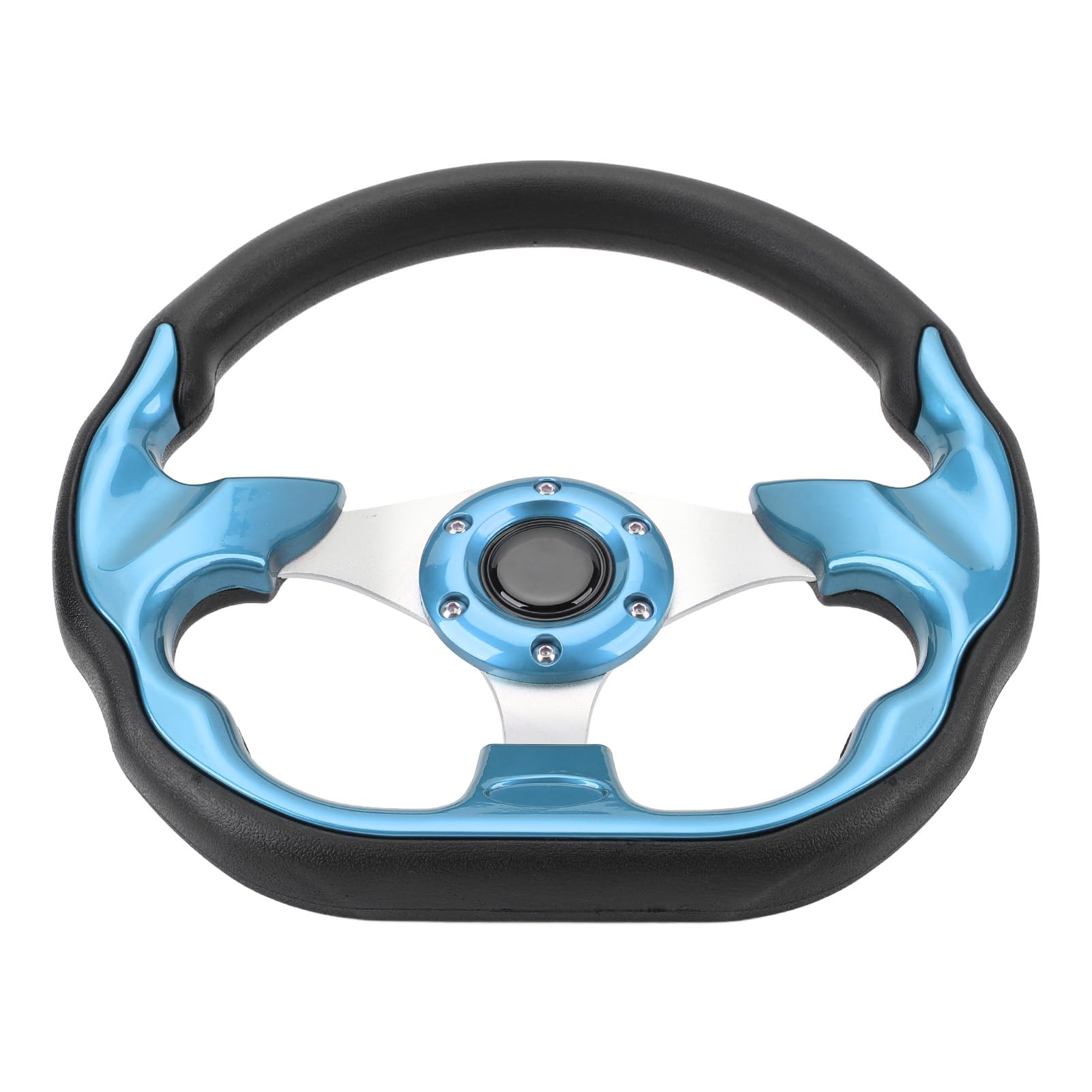 Elegante Volante per Auto Blu PU 13 Pollici - Impugnatura Migliorata, Ruota Sportiva Resistente all'impatto Facile Installazione Nei Veicoli (BLUE)