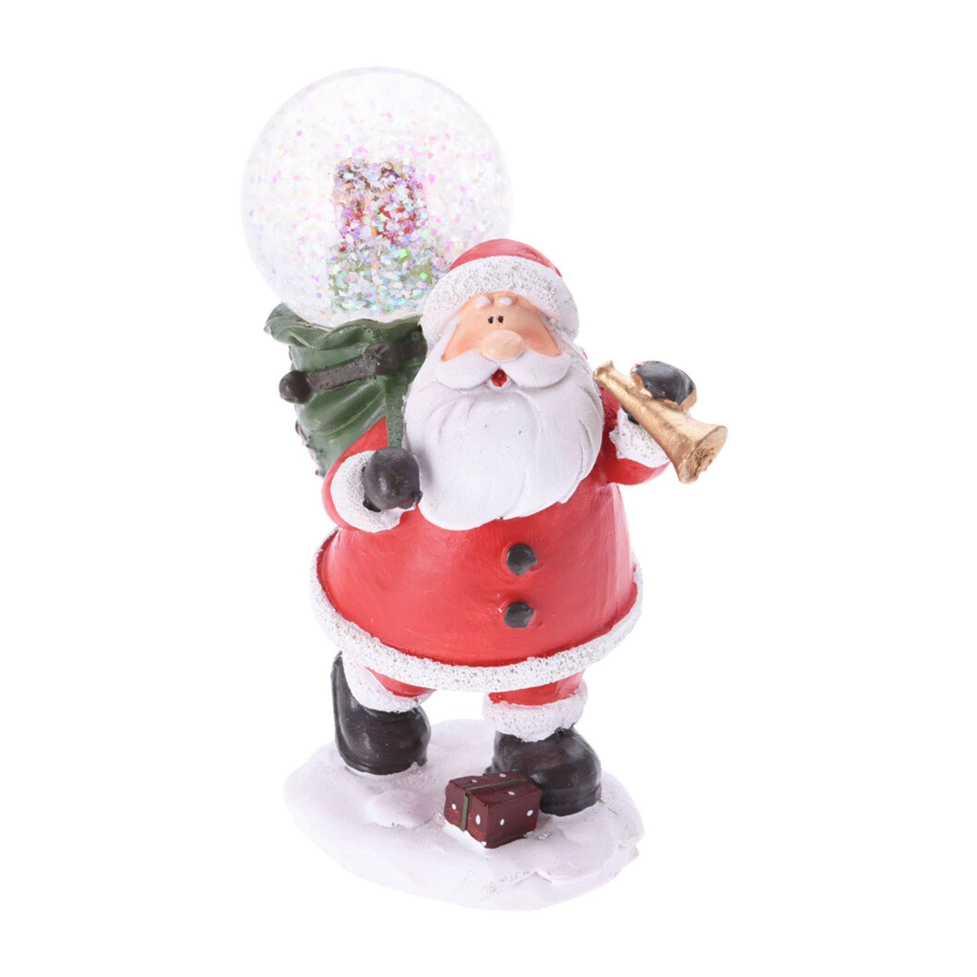 Decorative Santa Claus Figurine with Snow Globe 9.5x5.5x13cm - 2 Designs (Assorted)