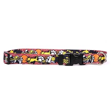 Yellow Dog Design Graffiti Dog Collar Fits Neck 14 to 20