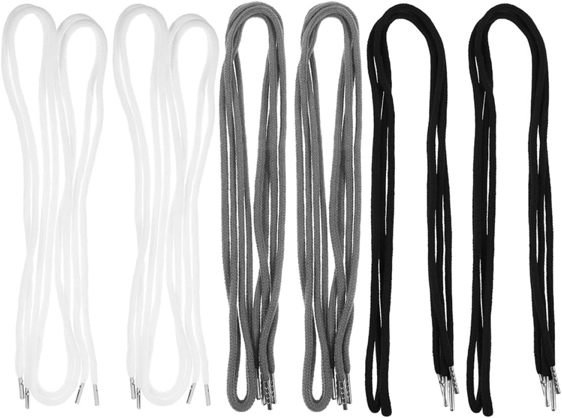 GALPADA 18pcs Elastic Drawstring Replacement Cords with Metal Tips for Sweatpants Hoodies and Shoes, Assorted White Black Gray, Sturdy Rope Cord Set for Clothing Repair and Random Color