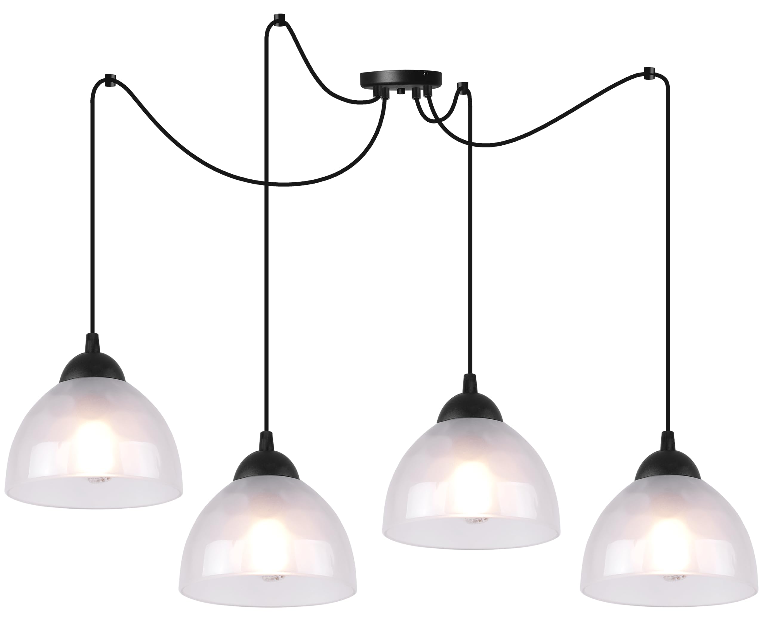 Light-Home Venice Pająk wiszący żyrandol - Nowoczesna lampa na sufit do sypialni salonu i kuchni w stylu loft nowoczesny - metal - E27 z 4 punktami światła - klosz szkło mleczne