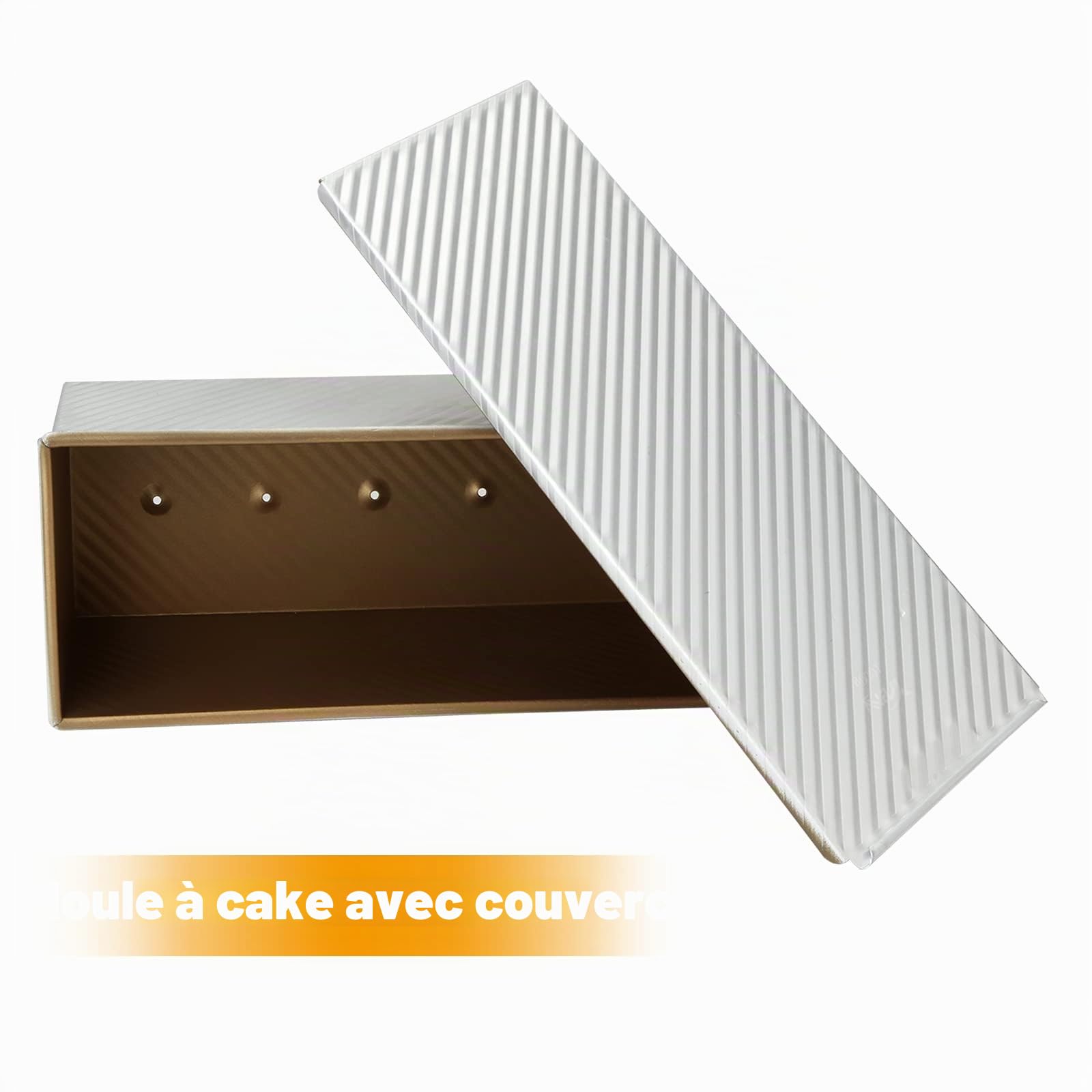 JMIATRY Grand moule à pain Pullman avec couvercle, 1 000 g, anti-adhésif pour la cuisson, 34 x 13,5 x 12 cm, moule à pain en alliage d'aluminium pour la cuisson au four