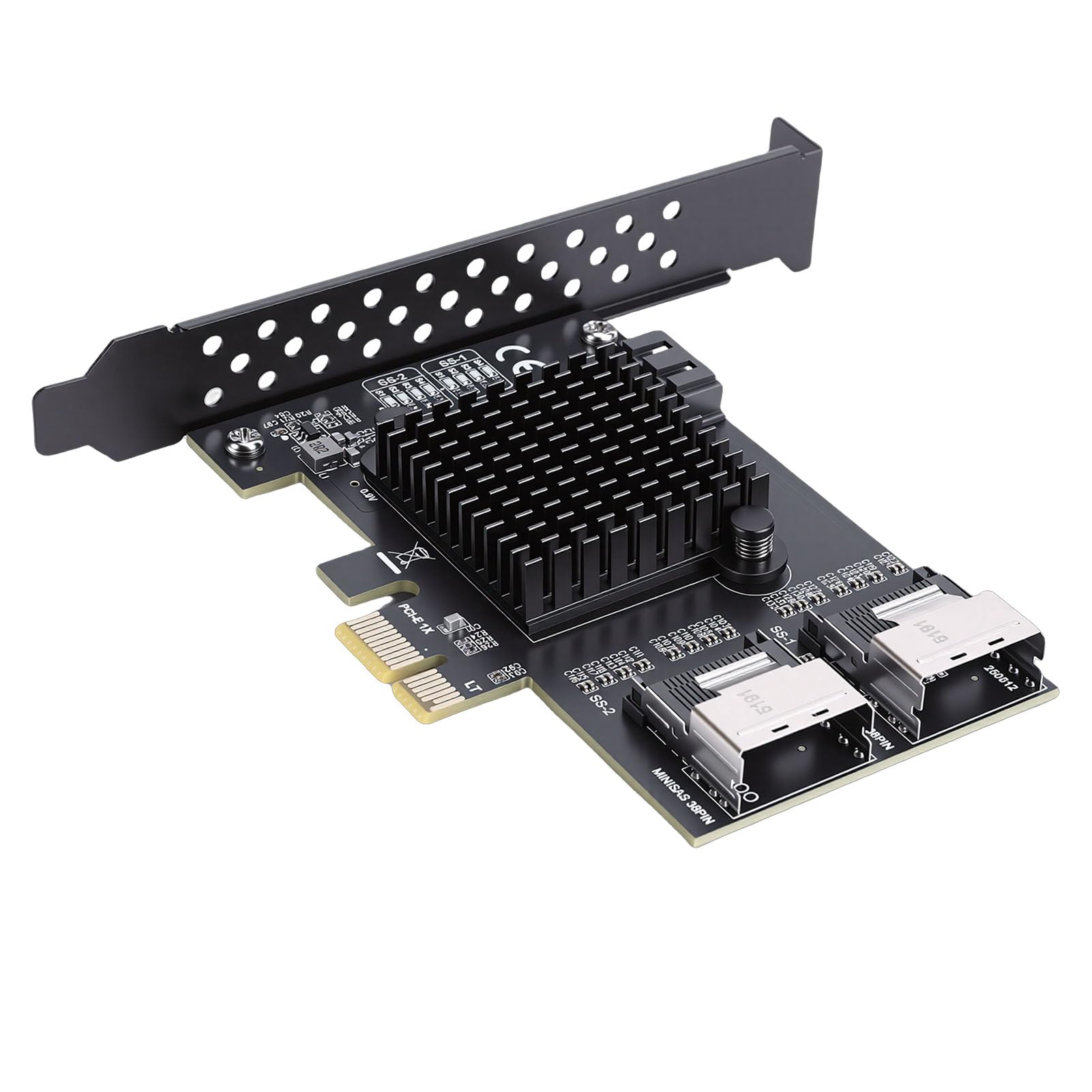 Cuifati PCIe-zu-MiniSAS-Erweiterungskarte, PCIe-zu-2-Port-SFF8087-Adapter mit RTL9101-Chip für NAS-Desktop-Server, 3.0, 6 Gbit/s, 9 Ports, Unterstützt