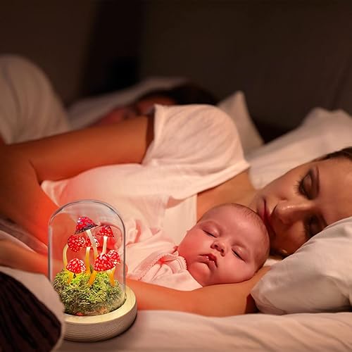 Miniatura 6 de Luz nocturna de hongos, lámpara de hongo hecha a mano, lámpara de hongo rojo con cúpula de vidrio para decoración del hogar, boda, fiesta de