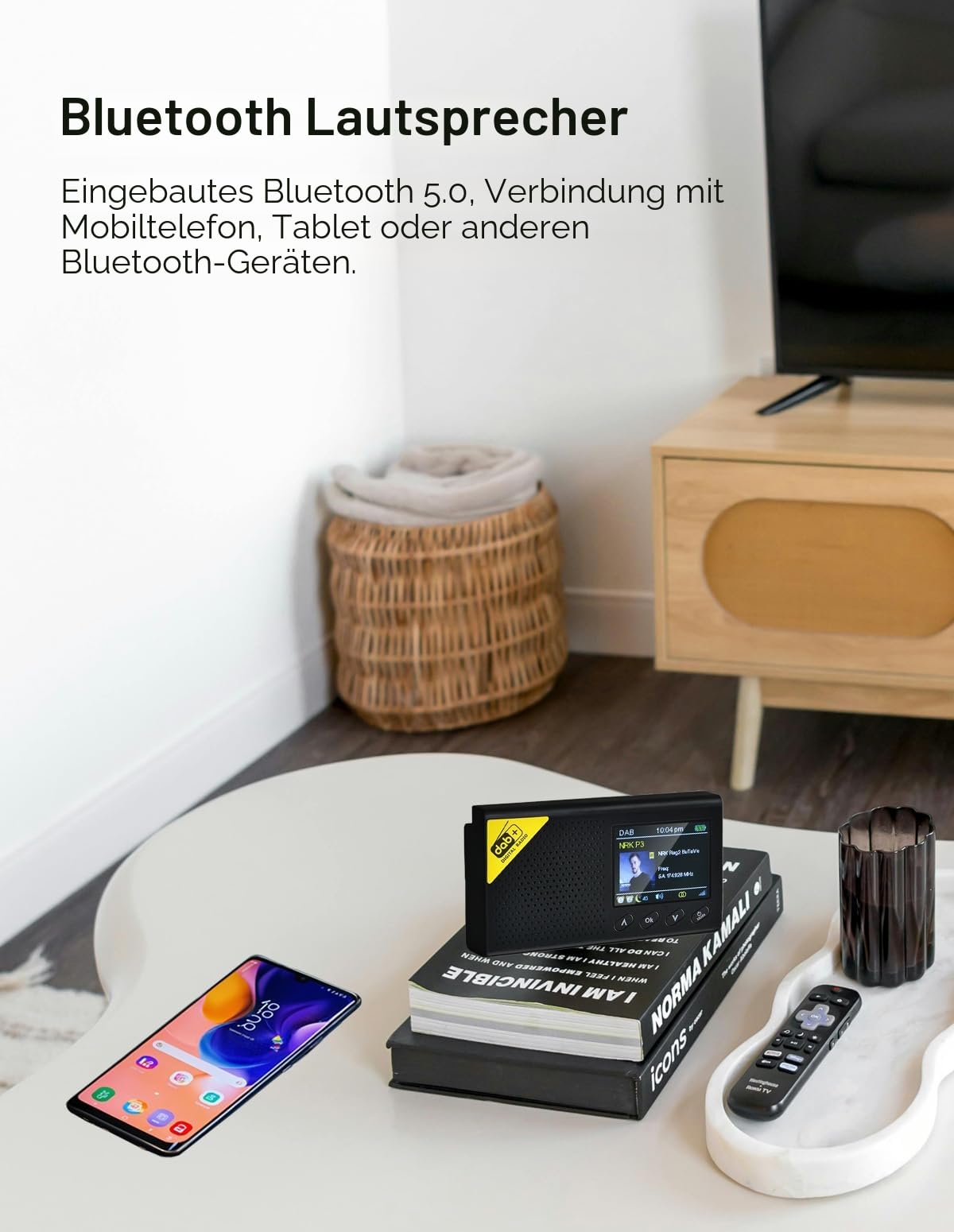 Tragbares DAB Radio, DAB Plus Radio kleine, Bluetooth,USB-C Betrieben & Wiederaufladbarer Akku | 12 Stunden Wiedergabe,2.4“ LCD Display, Kopfhörerbuchse | Dual Alarm,FM, 40 Voreinstellungen