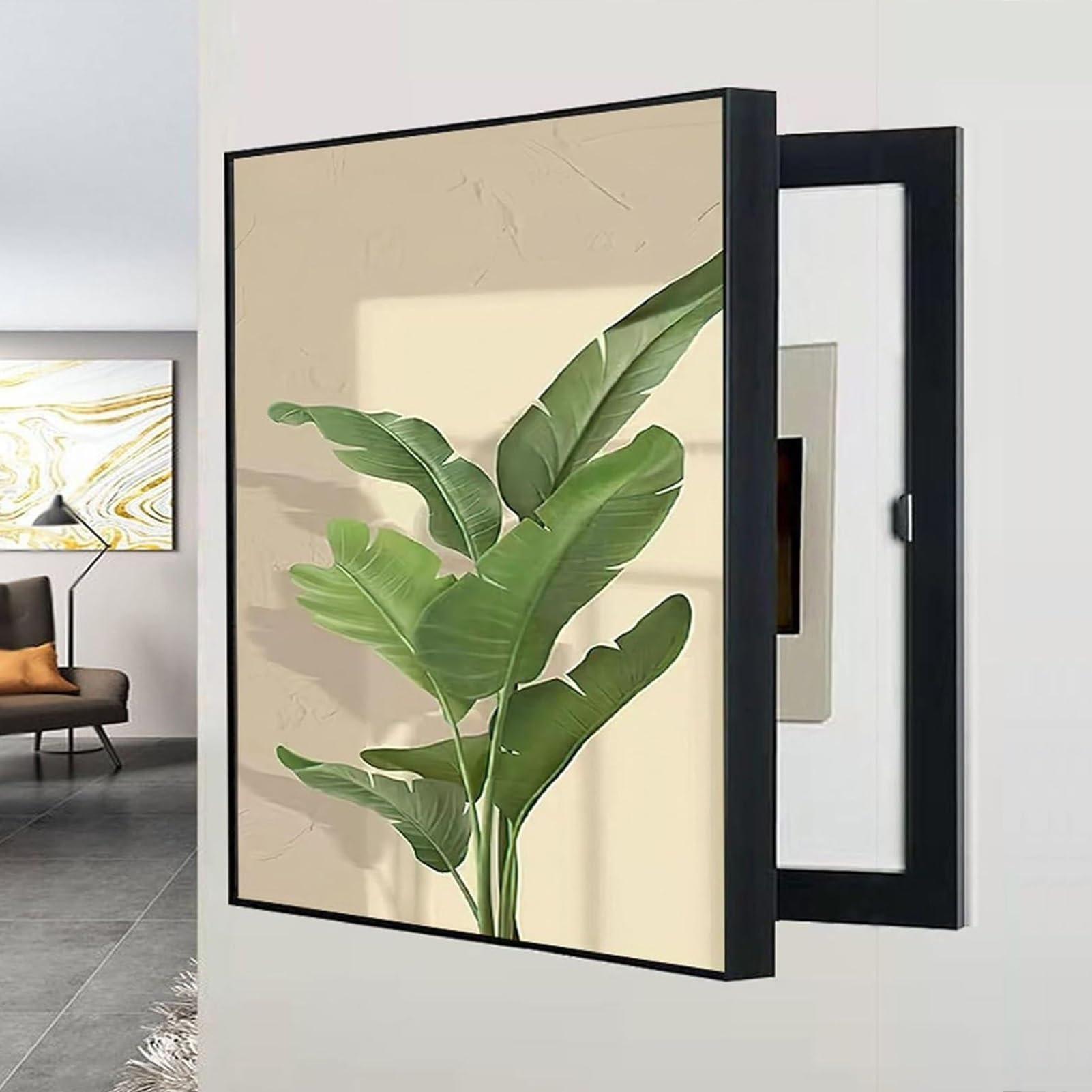 Distribución Pintura Decorativa, Cubierta Para Caja De Fusibles | Cubierta De Panel Eléctrico Montada En La Pared, Tapa Cuadro Electrico Decorativo Vertical(Left E,15.7"x19.7"/40x50cm)