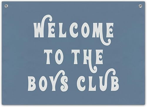 Decoración de sala de juegos para niños, pancarta de lona de lino Welcome To The Boys Club, bandera azul para colgar en la pared para habitación de