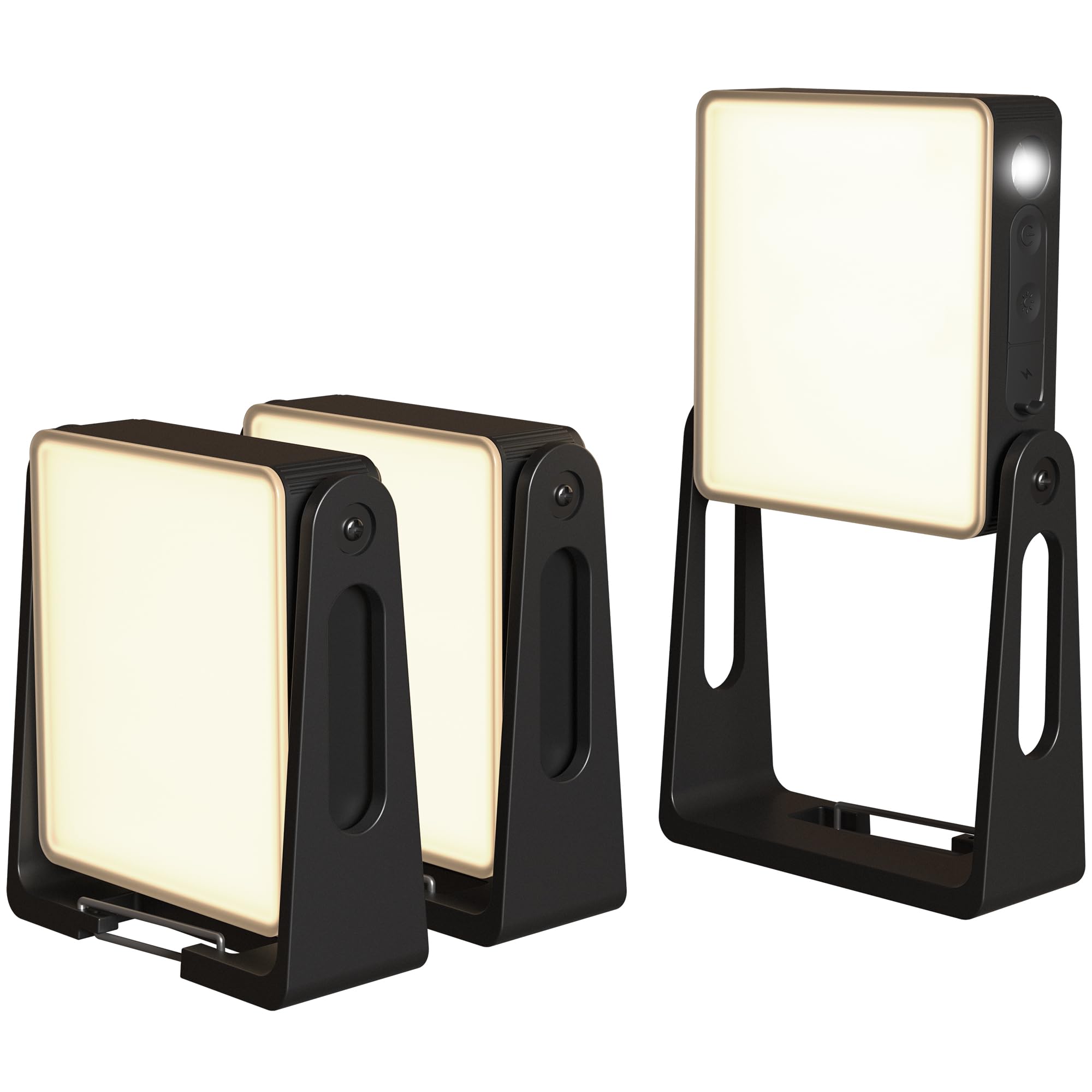 Confezione da 3 lanterne da campeggio portatili, 4000 mAh, torcia LED dimmerabile con supporto a 360°, 3 modalità di colore, lampada ricaricabile per interruzioni di corrente, lampade di emergenza 2