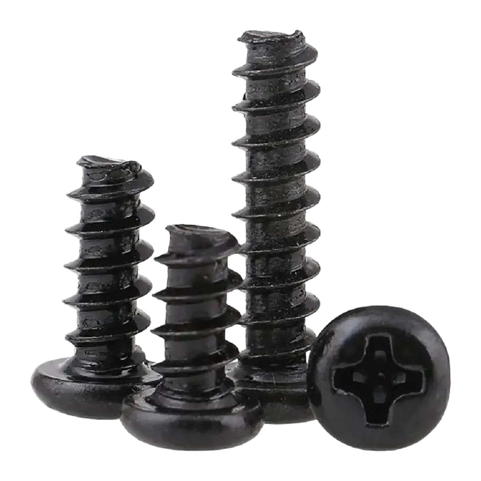 Viti, viti autofilettanti, Viti autofilettanti a testa cilindrica Phillips M1.4-M4 a testa tonda a croce con estremità piatta nichelate/zincate nere 20 pezzi(Black Zinc Plated 20pcs,M2.3x4mm)