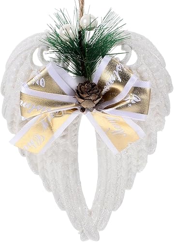 Didiseaon Adorno de árbol de Navidad colgante, alas de ángel, adornos de Navidad, piñas, árbol de Navidad, colgante, suministros de fiesta de