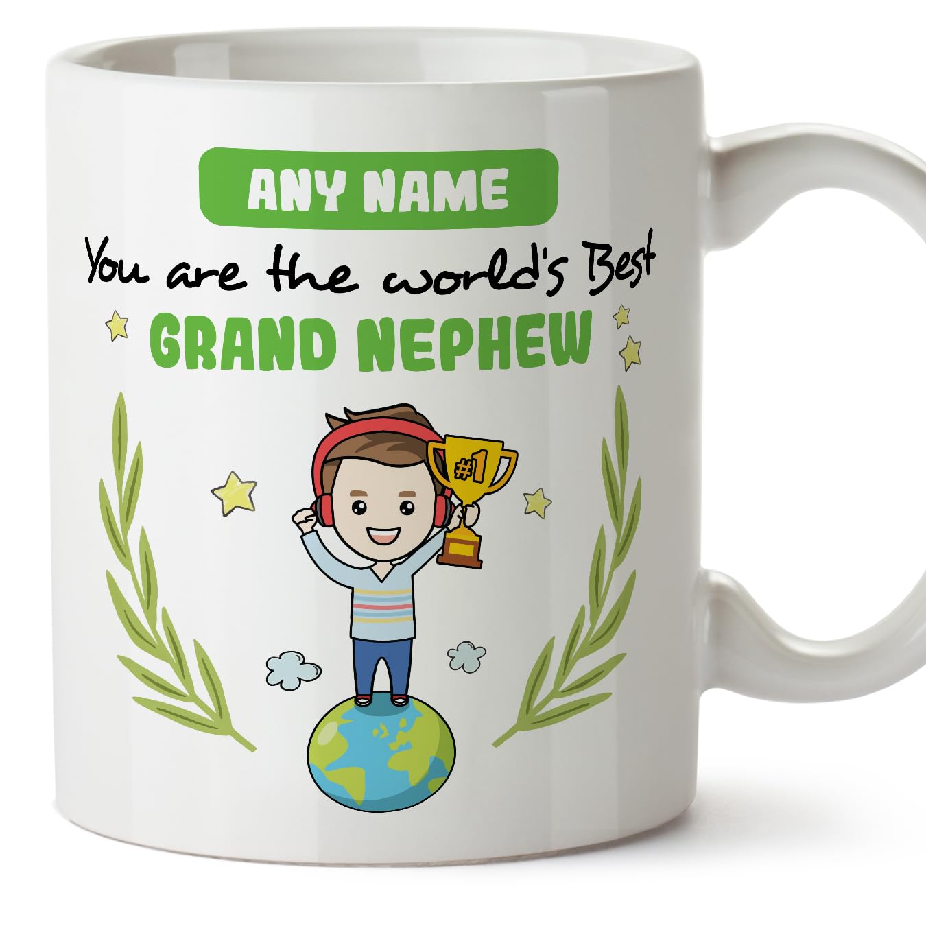 MUGFFINS Personalised Mug for Grand Nephew - in English - You are World's Best - Funny Custom Gift - Ceramic 11oz Mug