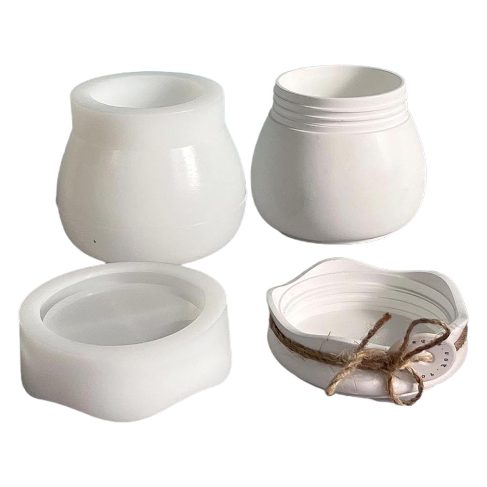 Xjdzineq Elastomer Lidded Jar Cast for Candlewax Detailed Texture Food Grade Substance Flexible Demold Recyclable Kitchen Tool Making Silicone Molds