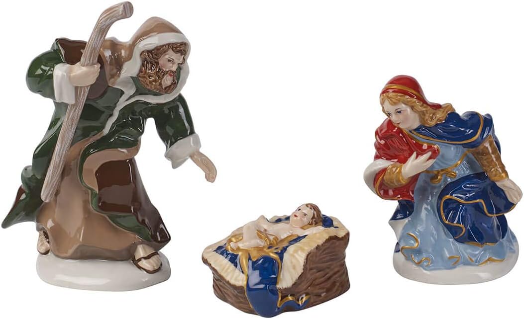 Amazon.de Villeroy und Boch Nativity Krippenfiguren "Heilige Familie", 3erSet, Porzellan, Grün