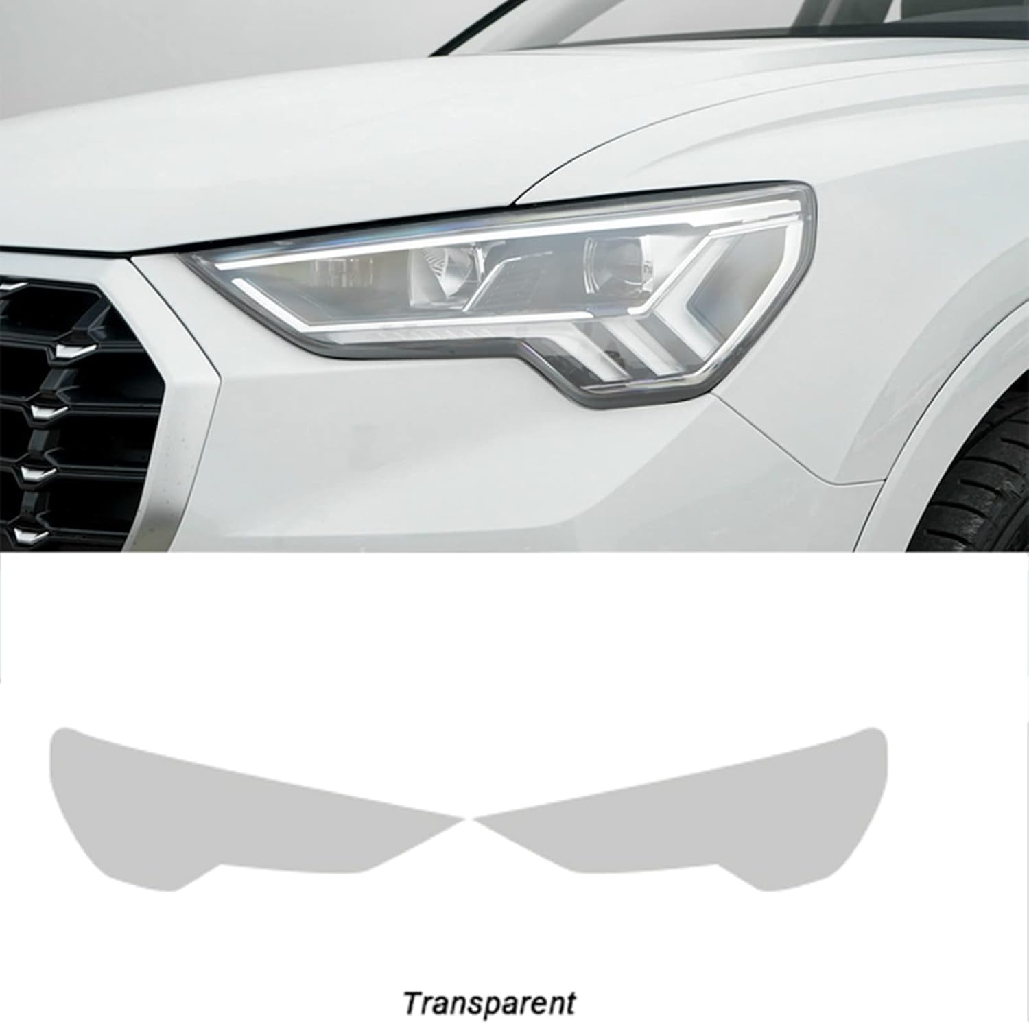 Car Headlight Protective Film for Audi Q3 RSQ3 F3 2019-2021, Smoked Black Tint Wrap Vinyl Transparent TPU Sticker,Transparent