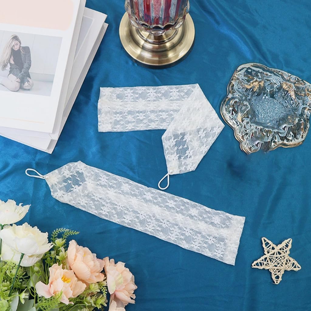 Elegant Lace Flower Party Gloves for Women Breathable Flexible Finger Hook Design Arm Sleeves for Evening Formal