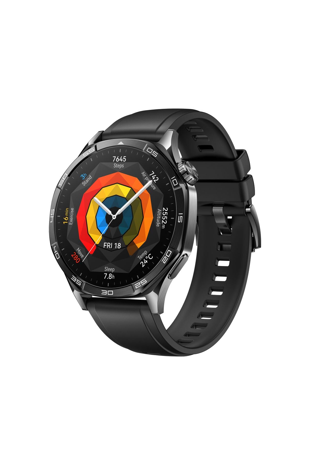Montre connectée Huawei Watch GT 5 46 mm acier inoxydable avec bracelet en fluoroélastomère Noir