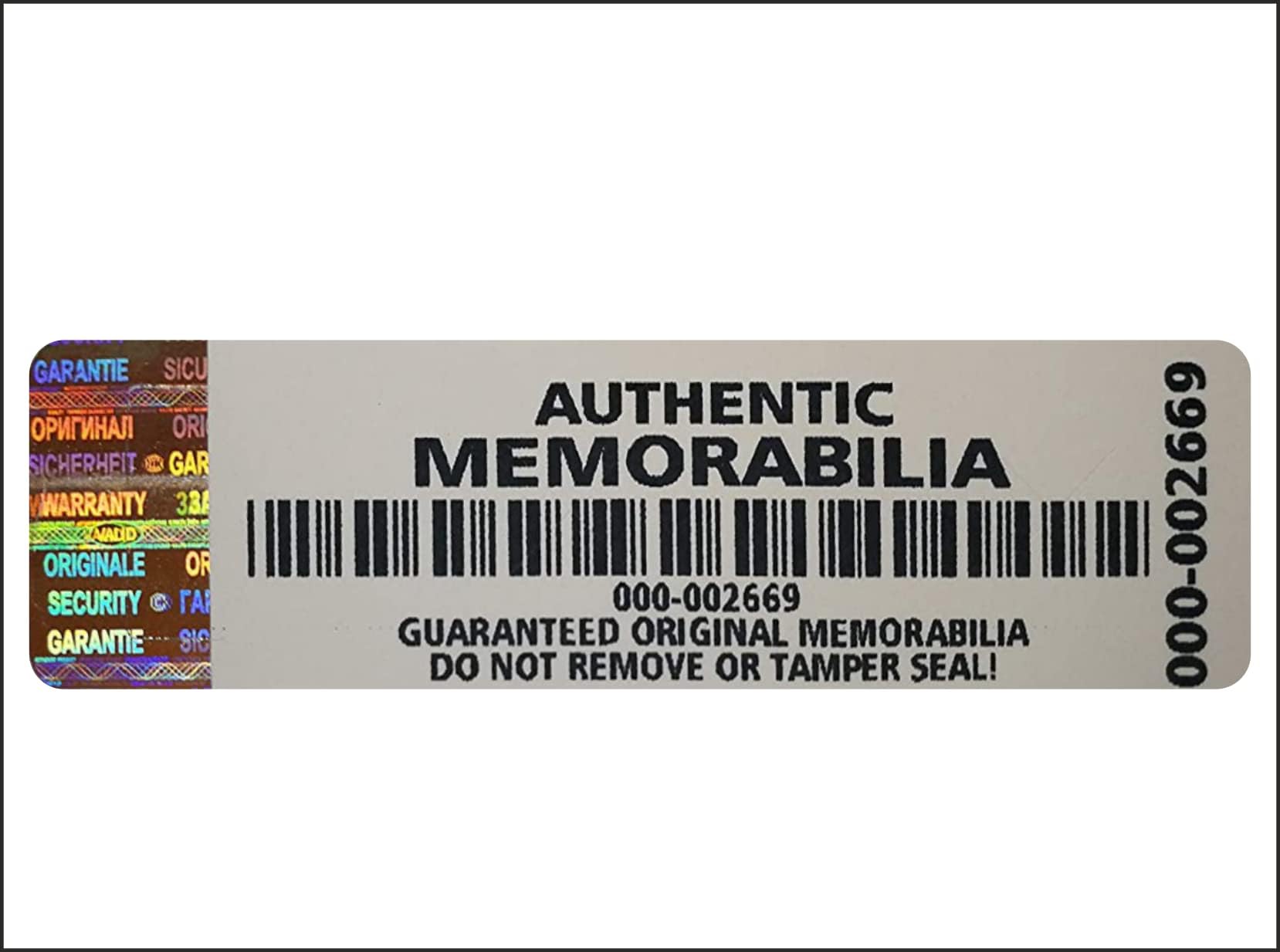 Holomarks 250 pcs Authentic Memorabilia Labels Security Stickers with Hologram Stripe 2.75 x 0.78 inch
