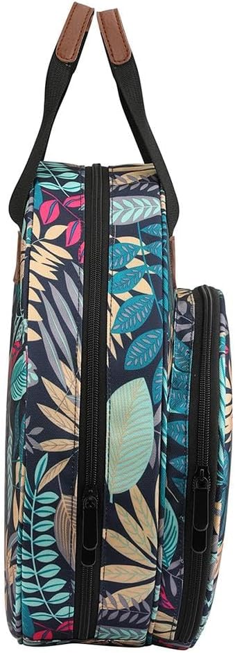 Embroidery Bag Durable Oxford Tools Storage Bag for Embroidery Project and Cross Stitch - for Enthusiasts, 13.5x3.5x13.5in (Blue leaves)