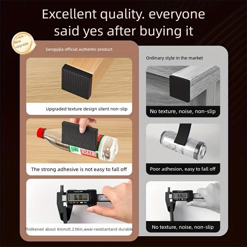 Croppable Anti-Slip Table Chair Foot Protector Pad - 1 Roll 2cm Width 2m Length - Thick Anti-Noise Wear-Resistant Mute Pad - Furniture Floor Protectors for Hardwood Tile Floors Home Office