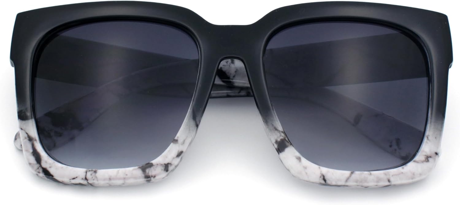 SA106 Womens Boyfriend Style XXL Oversize Horned Rim Thick Plastic Sunglasses