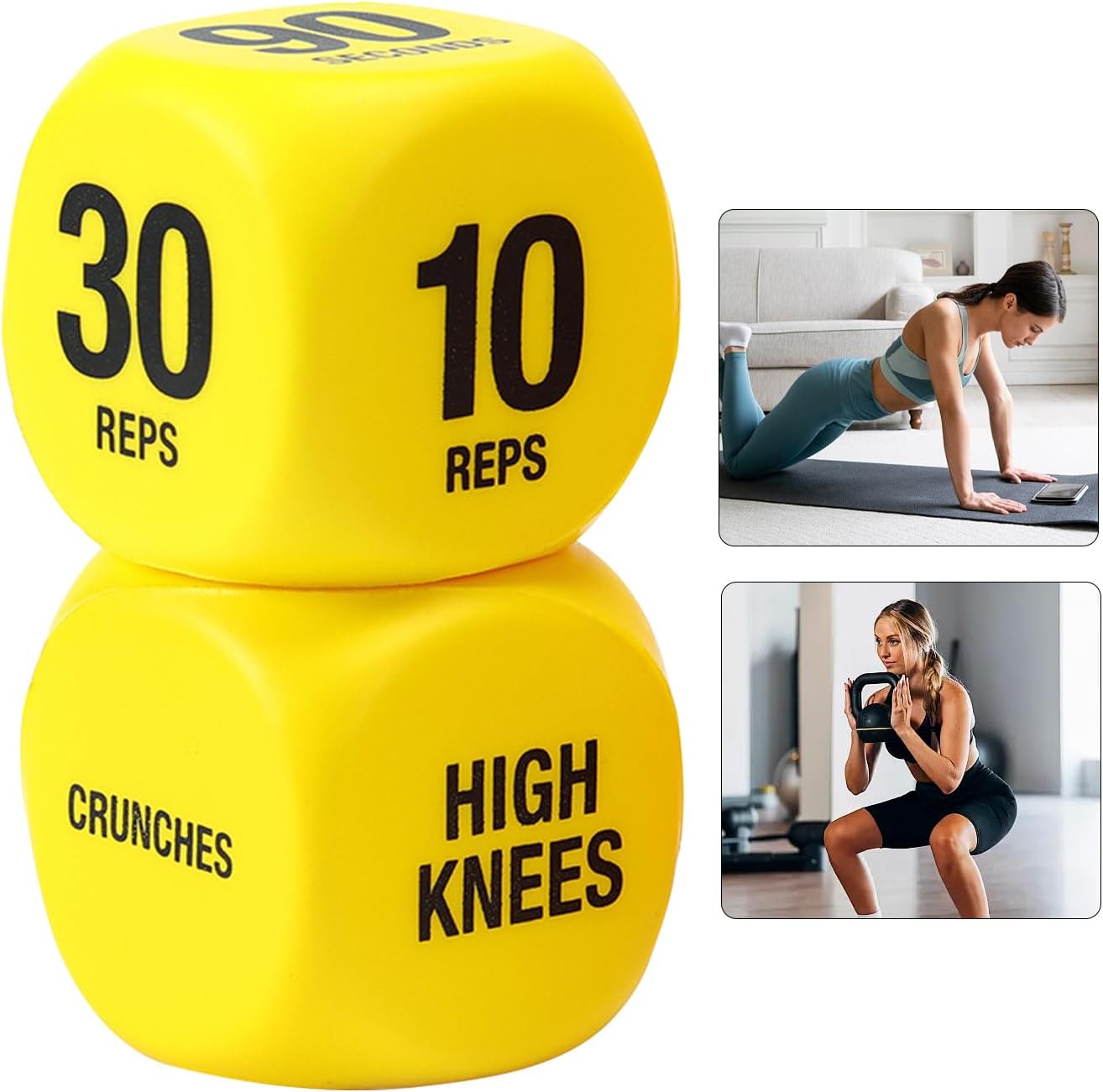 Exercise Dice, 1-Pair Home Training Dice Game for Women, Portable Fitness Gadgets Gym Accessories for Squats Beginner Sports Men Teen Travel Outdoor Dorm Room