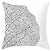 EHOMERY Poszewka na poduszkę z zamkiem błyskawicznym King Patio poszewki na poduszki wymiana los wzór liść len poszewki na poduszki neutralne kolory poszewka na poduszkę dekoracyjna biały szary 45 x 45 cm