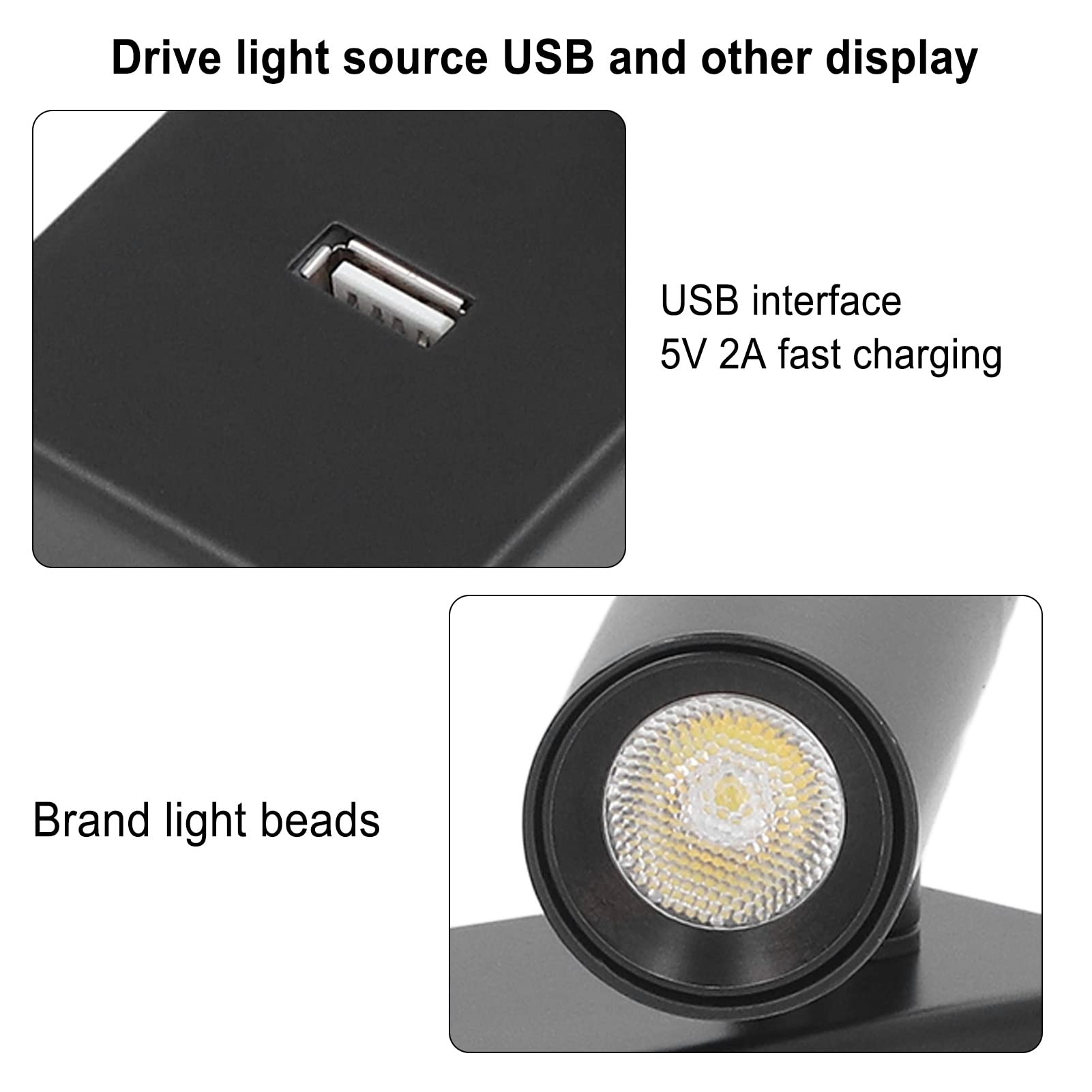 Luces de Lectura de Pared LED Lámpara de Pared de Diseño de Moda de ángulo Ajustable para Dormitorio con Puerto USB 100-240V