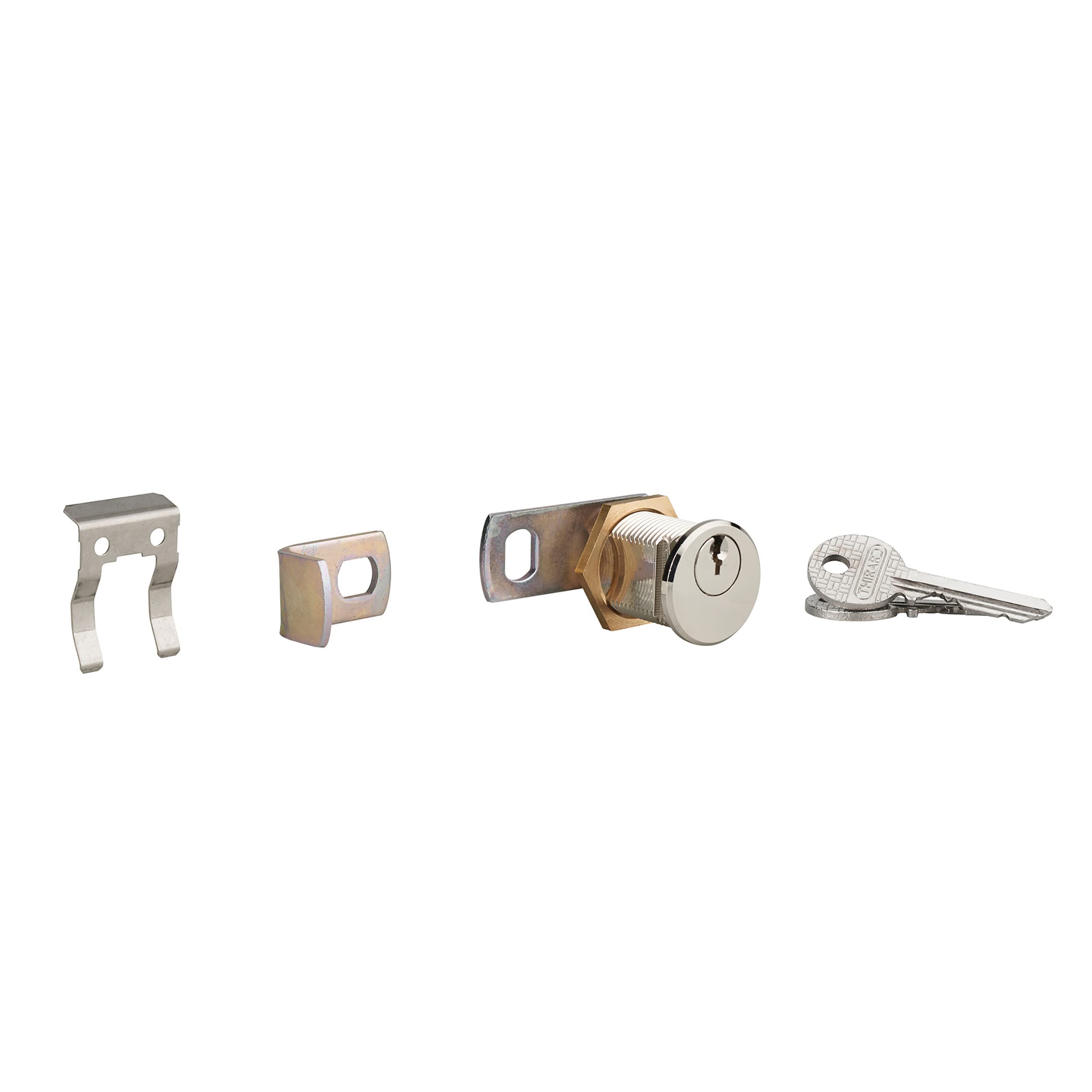 THIRARD - Serrure Batteuse Filetée Clipsable - Boîte Aux Lettres - Épaisseur Max 23 mm - Corps Laiton - Mécanisme à Goupilles - Ouverture Par Clé - 2 Clés Acier Nickelé - Gris